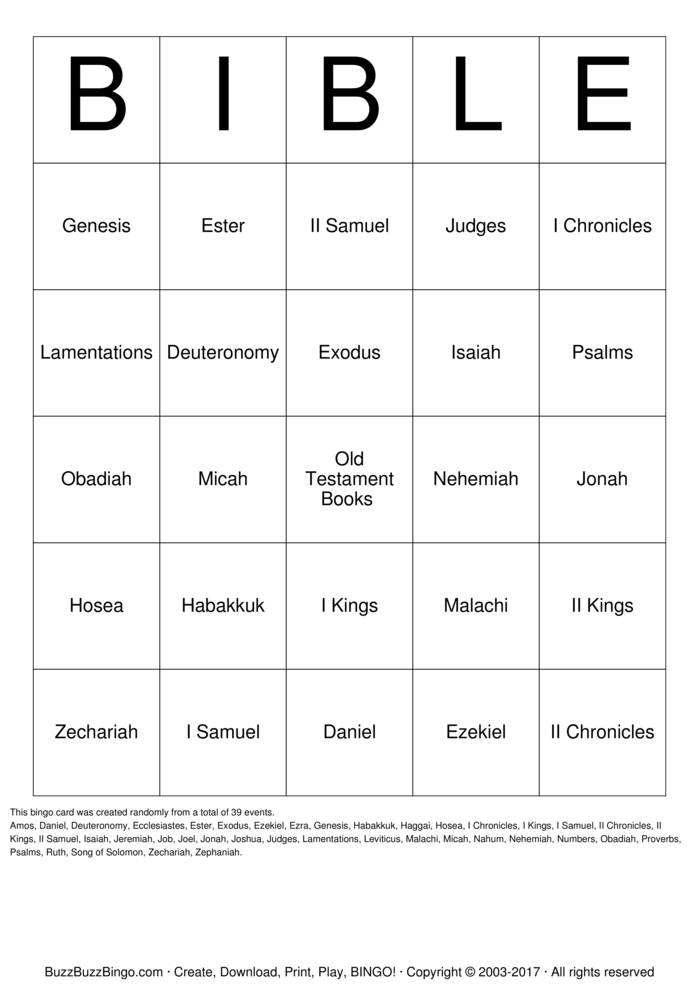 Books Of The Bible Bingo Cards To Download Print And 