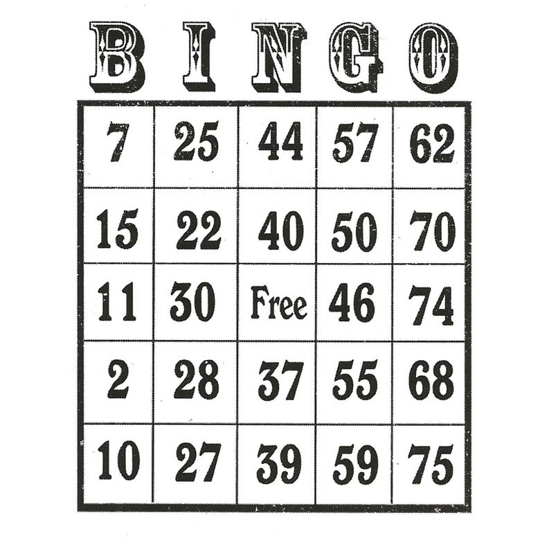 CTD029E Bingo Card Rubber Stamp