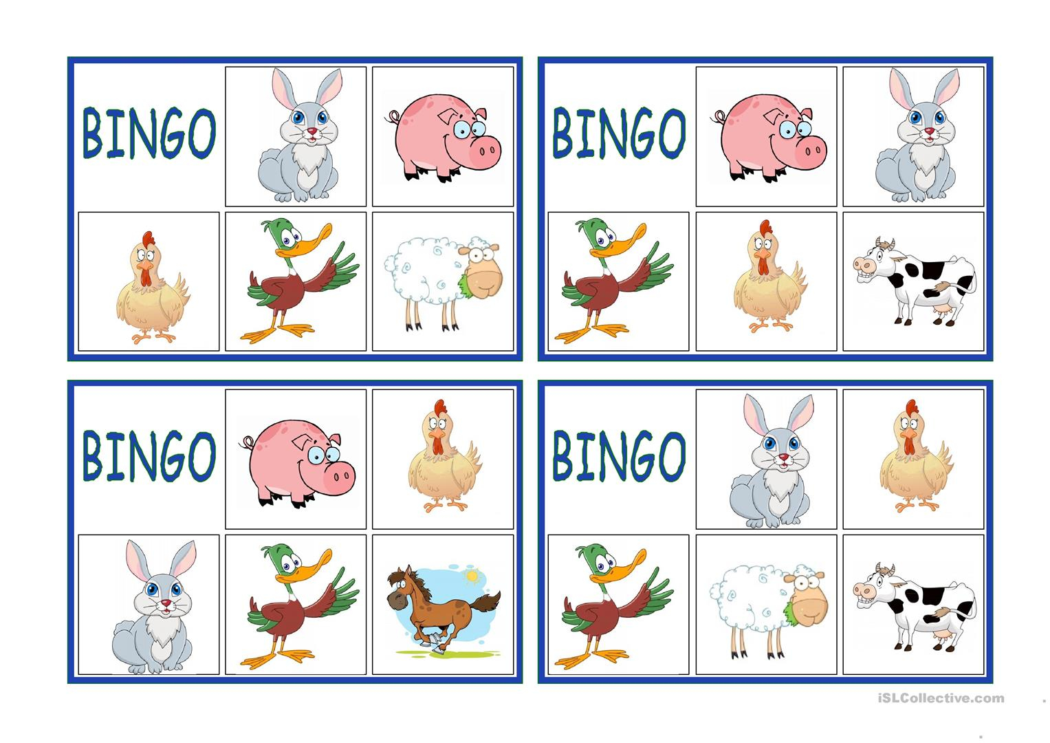 FARM ANIMALS BINGO English ESL Worksheets For Distance 