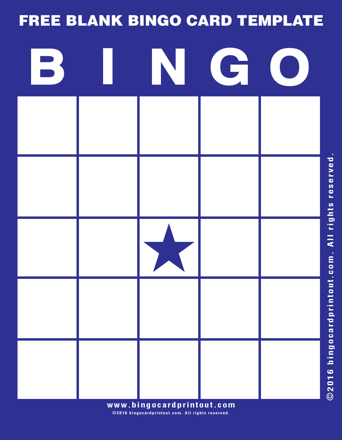 Free Blank Bingo Card Template BingoCardPrintout