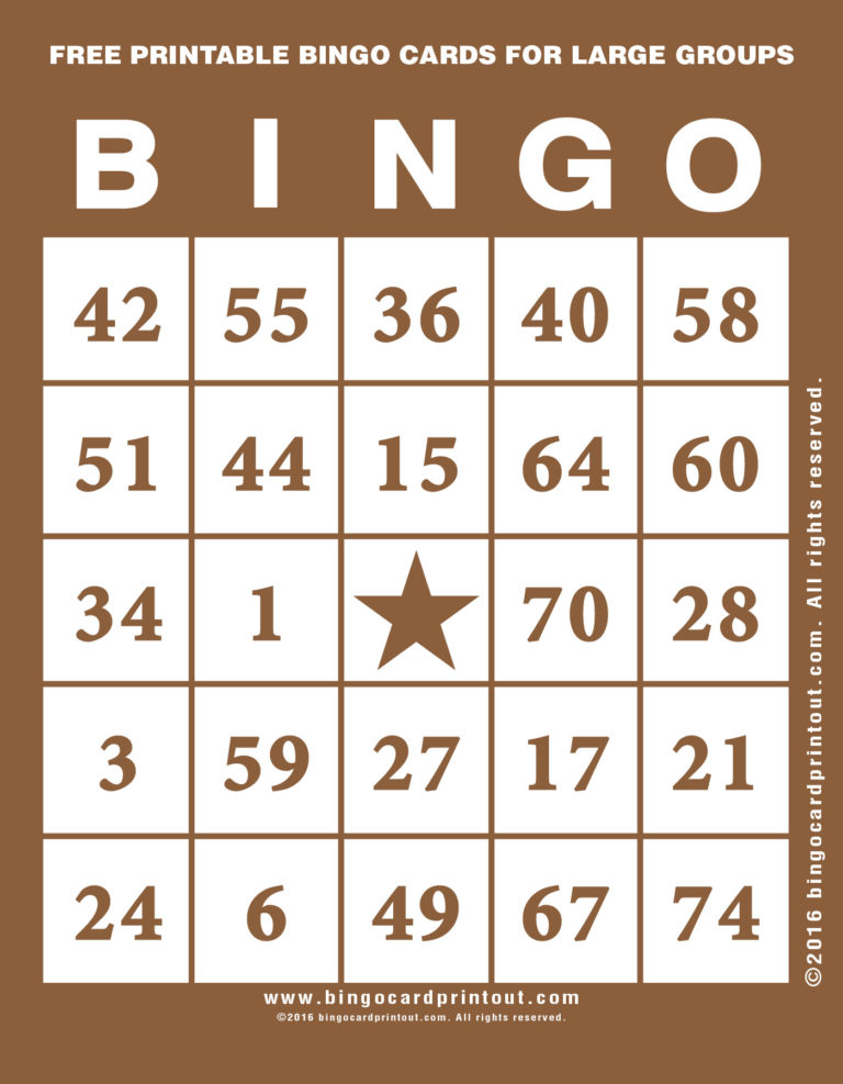 Free Printable Bingo Cards For Large Groups