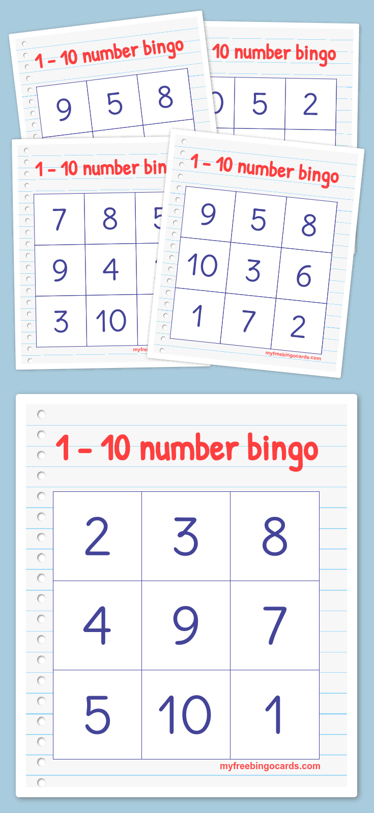 Free Printable Bingo Cards Numbers Preschool Numbers 