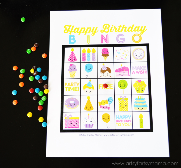 Free Printable Birthday Bingo Artsy fartsy Mama