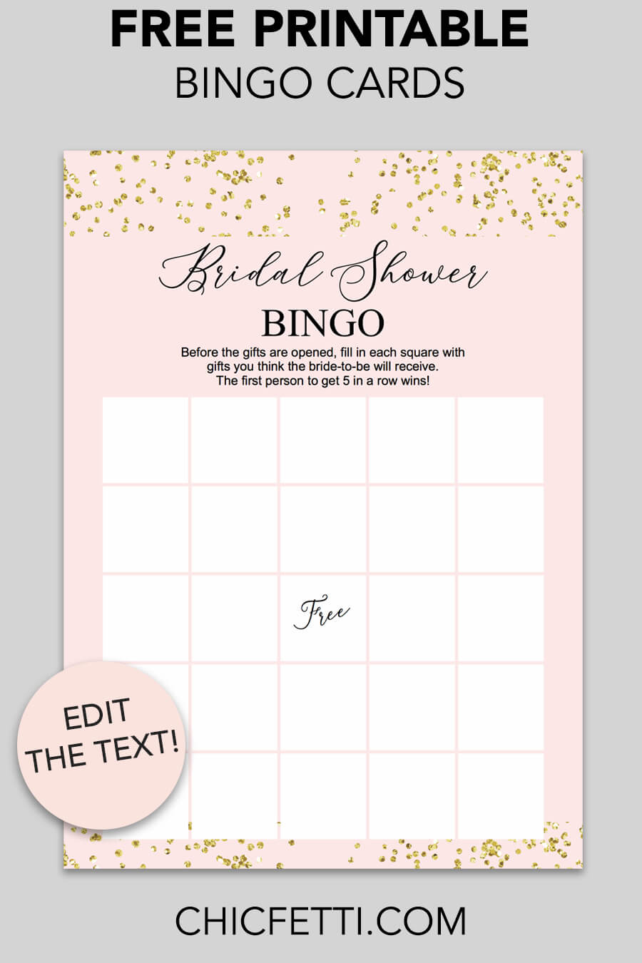 Free Printable Bridal Shower Bingo