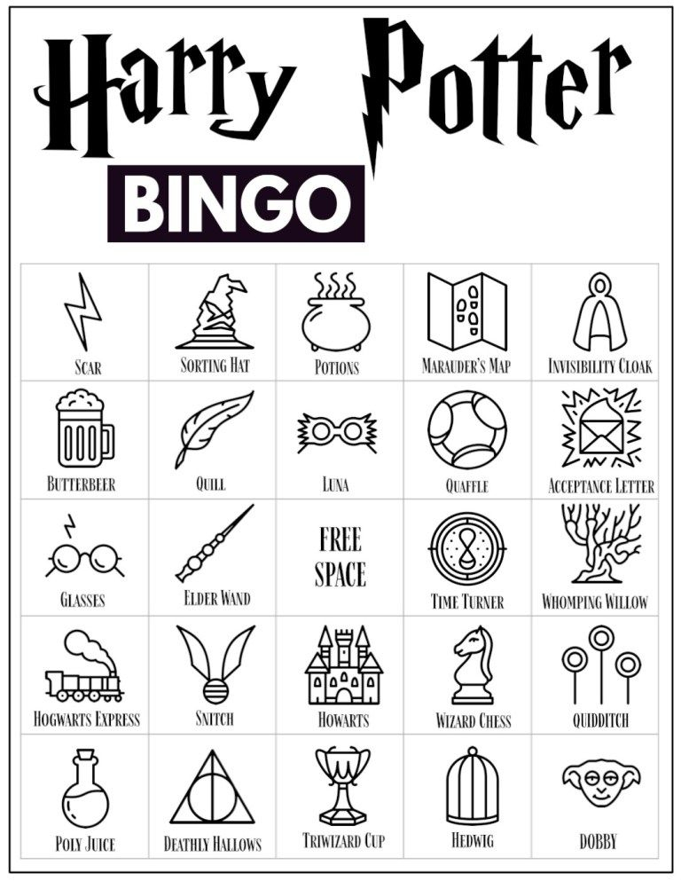 Free Printable Harry Potter Bingo Game Harry Potter 