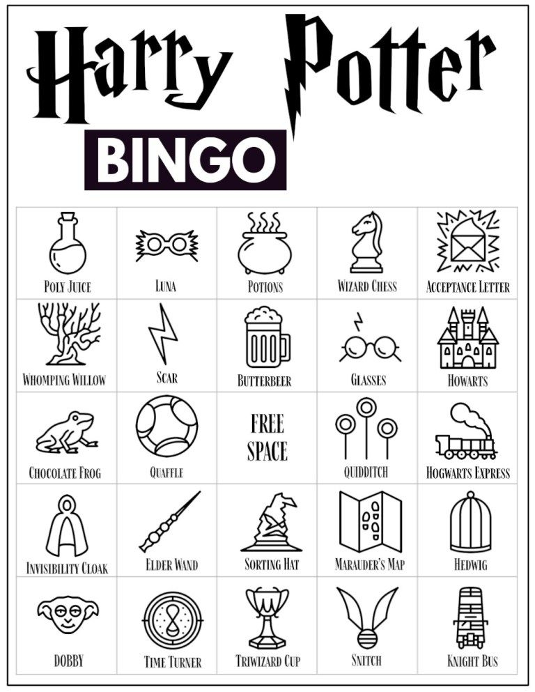 Free Printable Harry Potter Bingo Game In 2020 Harry 