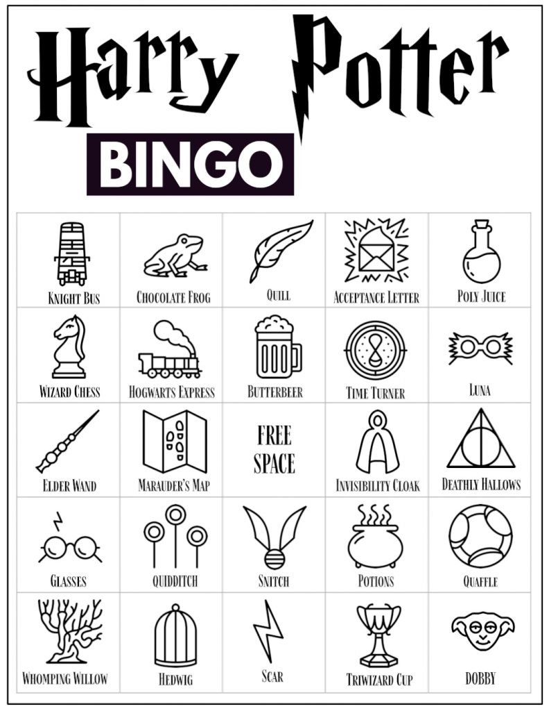 Free Printable Harry Potter Bingo Game Paper Trail 