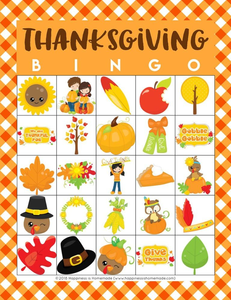 Free Printable Thanksgiving Bingo Cards Happiness Is 