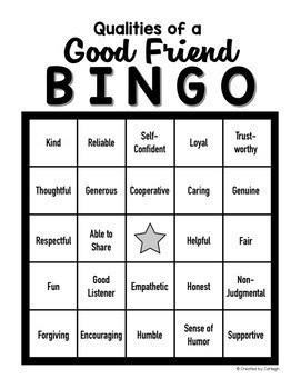 Friendship Bingo And Worksheet By Created By Carleigh TpT Friendship Bingo And Worksheet By Created By Carleigh TpT