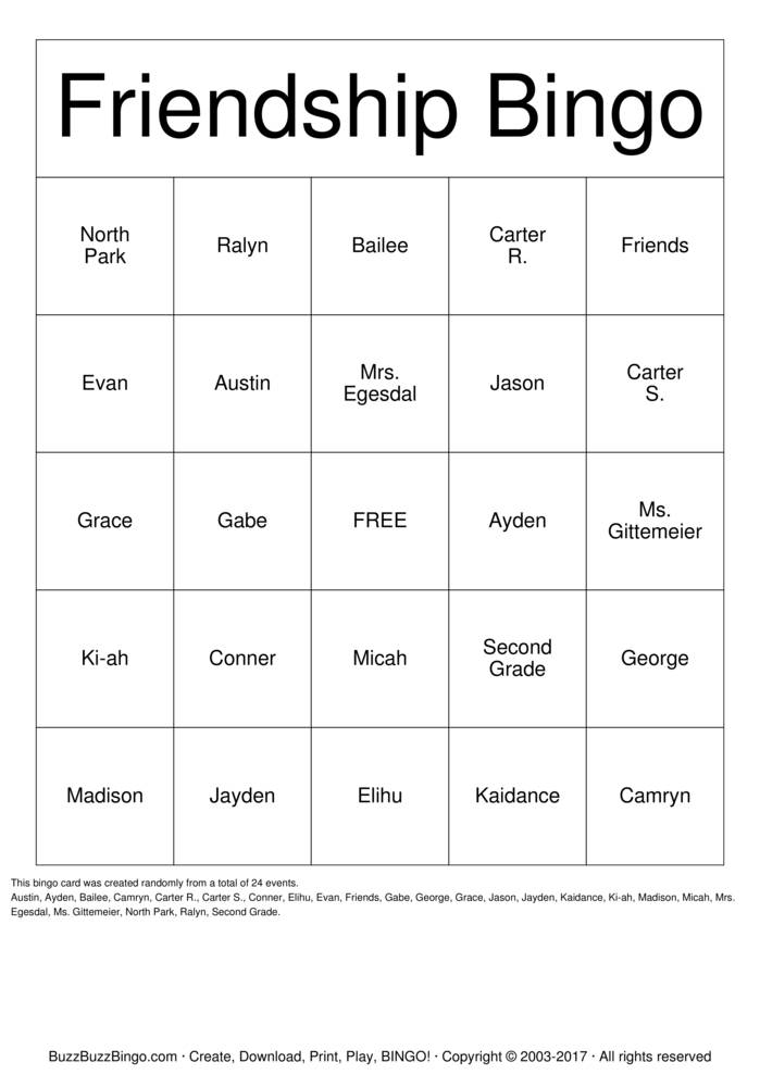 Friendship Bingo Bingo Cards To Download Print And Customize 