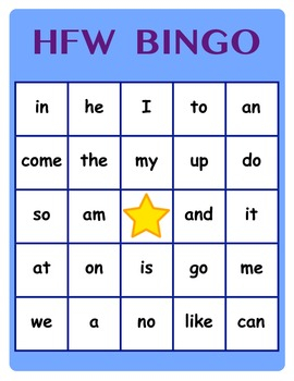 HFW High Frequency Word BINGO By Ana Wydeven TpT