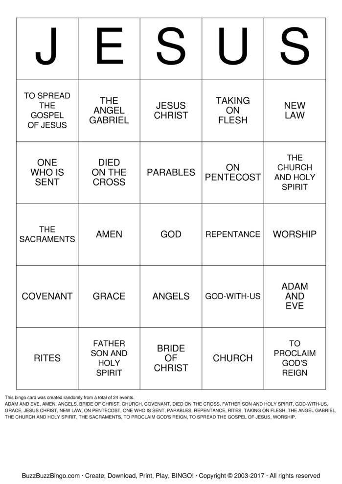 JESUS BINGO Bingo Cards To Download Print And Customize