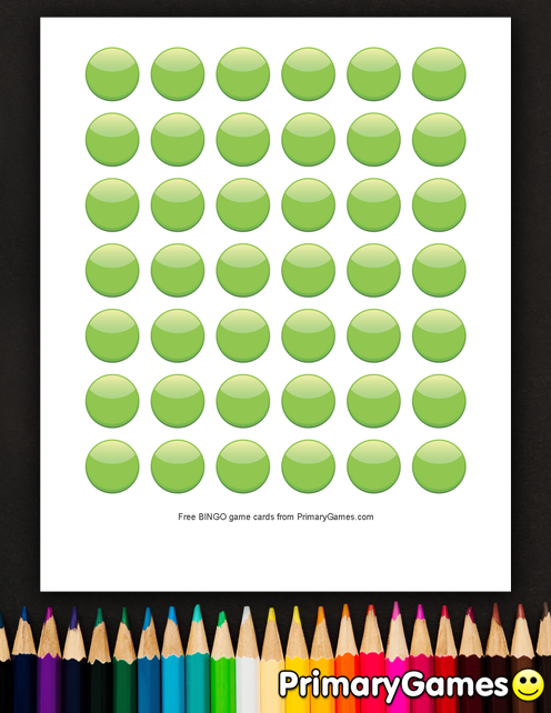 Lime Circle BINGO Markers FREE Printable Game From 