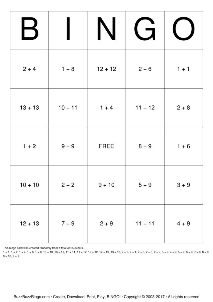 Math Bingo Cards To Download Print And Customize 