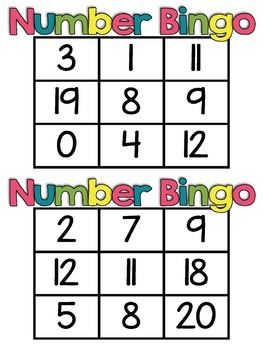 Number Bingo 0 20 By The Primary Post By Hayley Lewallen TpT