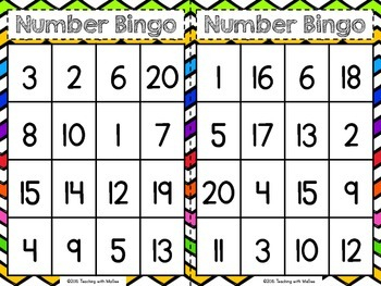 Number Bingo 1 20 By Teaching With MaGee Teachers Pay 