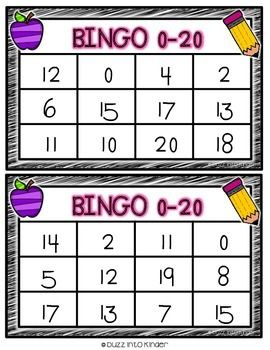 Number BINGO For Numbers 0 20