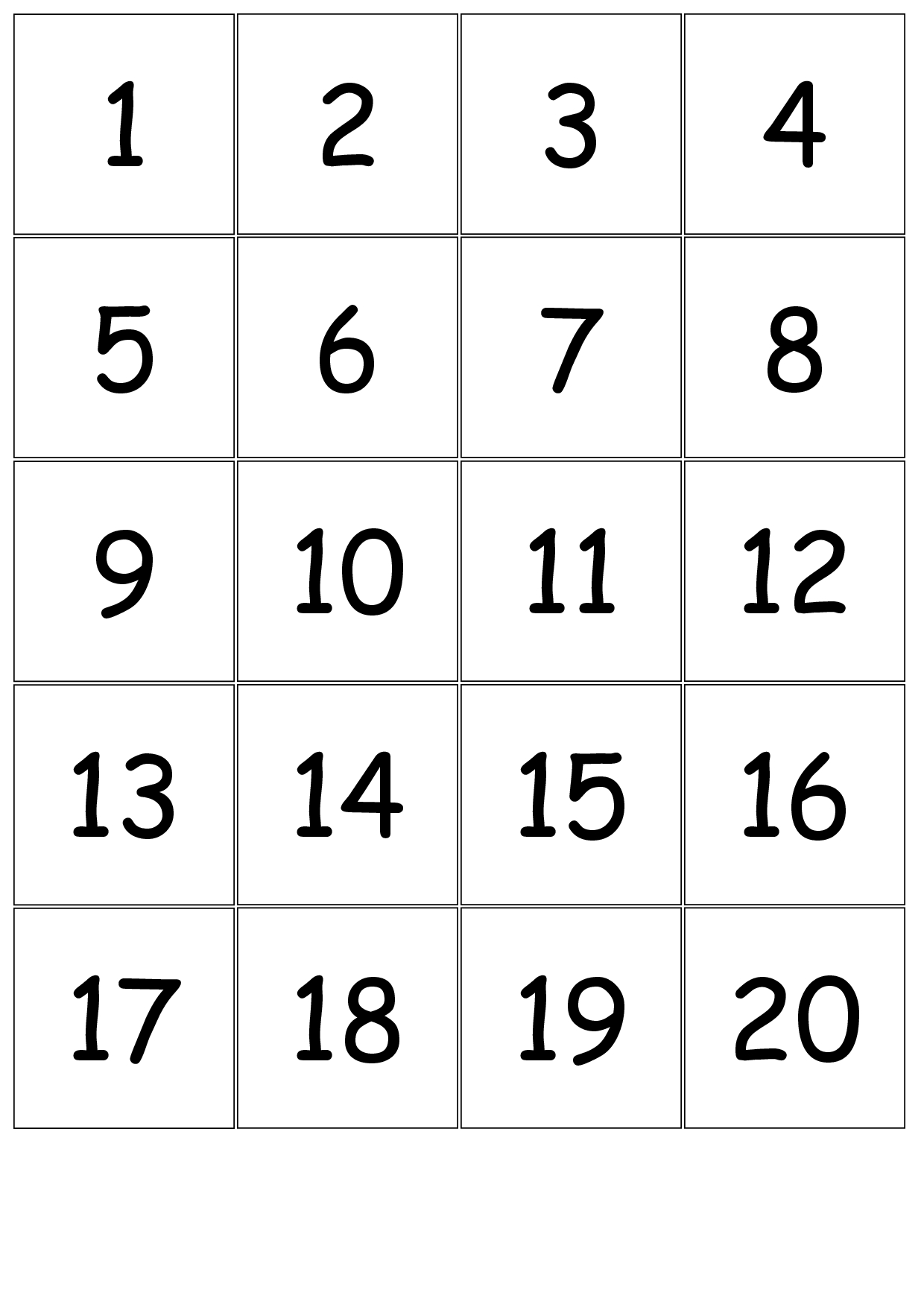 Number Cards 1 20 Printable Numbers Free Printable 