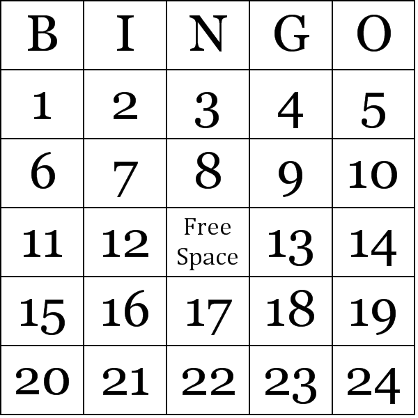 Numbers 1 75 Bingo Cards