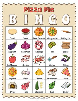 Pizza Activity Pizza BINGO Game Bingo Bingo Games 