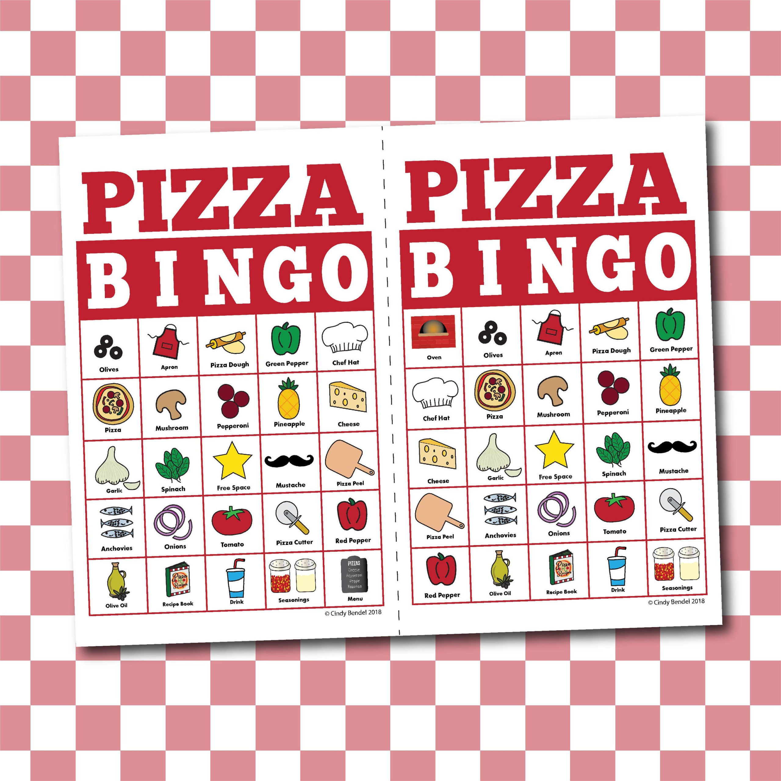 Pizza Bingo Board Game Memory Or Matching Game Digital Pizza Bingo Board Game Memory Or Matching Game Digital