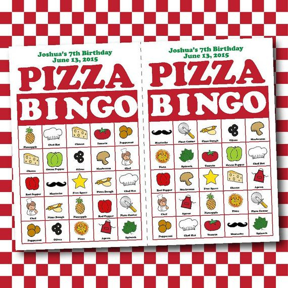 Pizza Bingo Board Game Memory Or Matching Game Digital