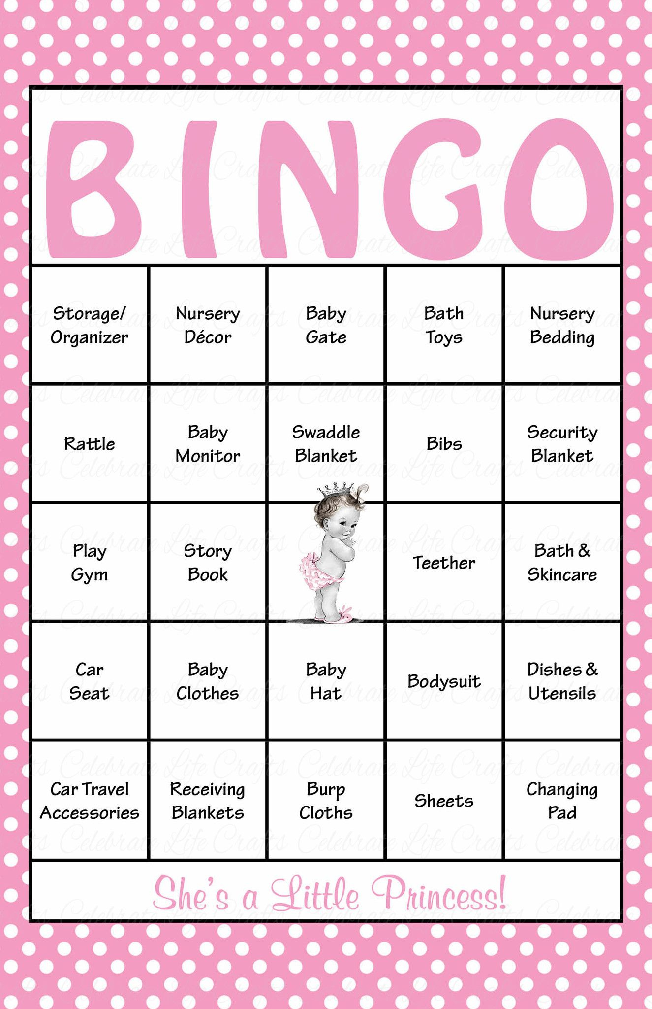 Princess Baby Bingo Cards Printable Download Prefilled 