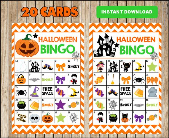 Printable 20 Halloween Bingo Cards Printable Halloween