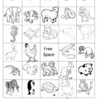 Printable Animal Bingo Card 1 Black And White Coloring