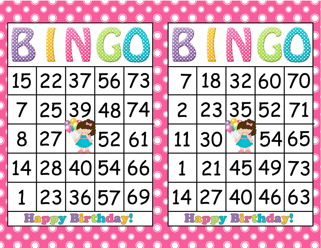 Printable Bingo Birthday Girl Party Game INSTANT DOWNLOAD