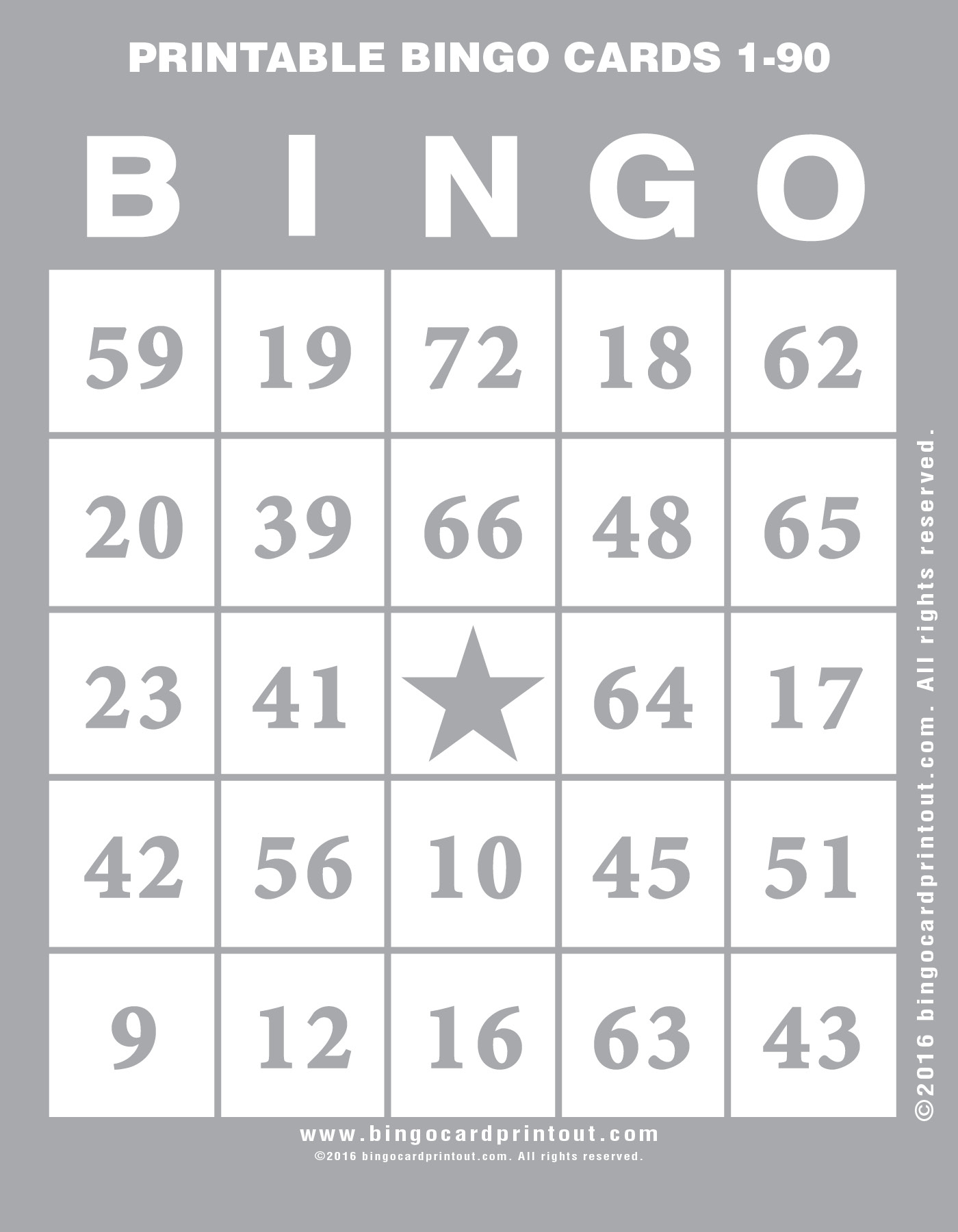 Printable Bingo Cards 1 90 BingoCardPrintout Printable Bingo Cards 1 90 BingoCardPrintout