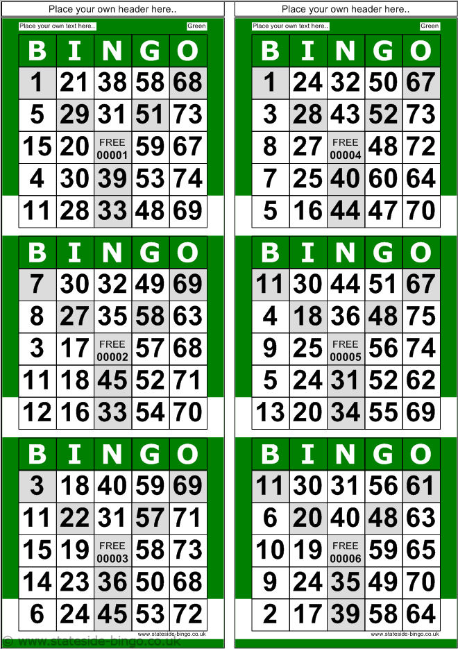 Printable Bingo Cards 4 Per Page Calendar June