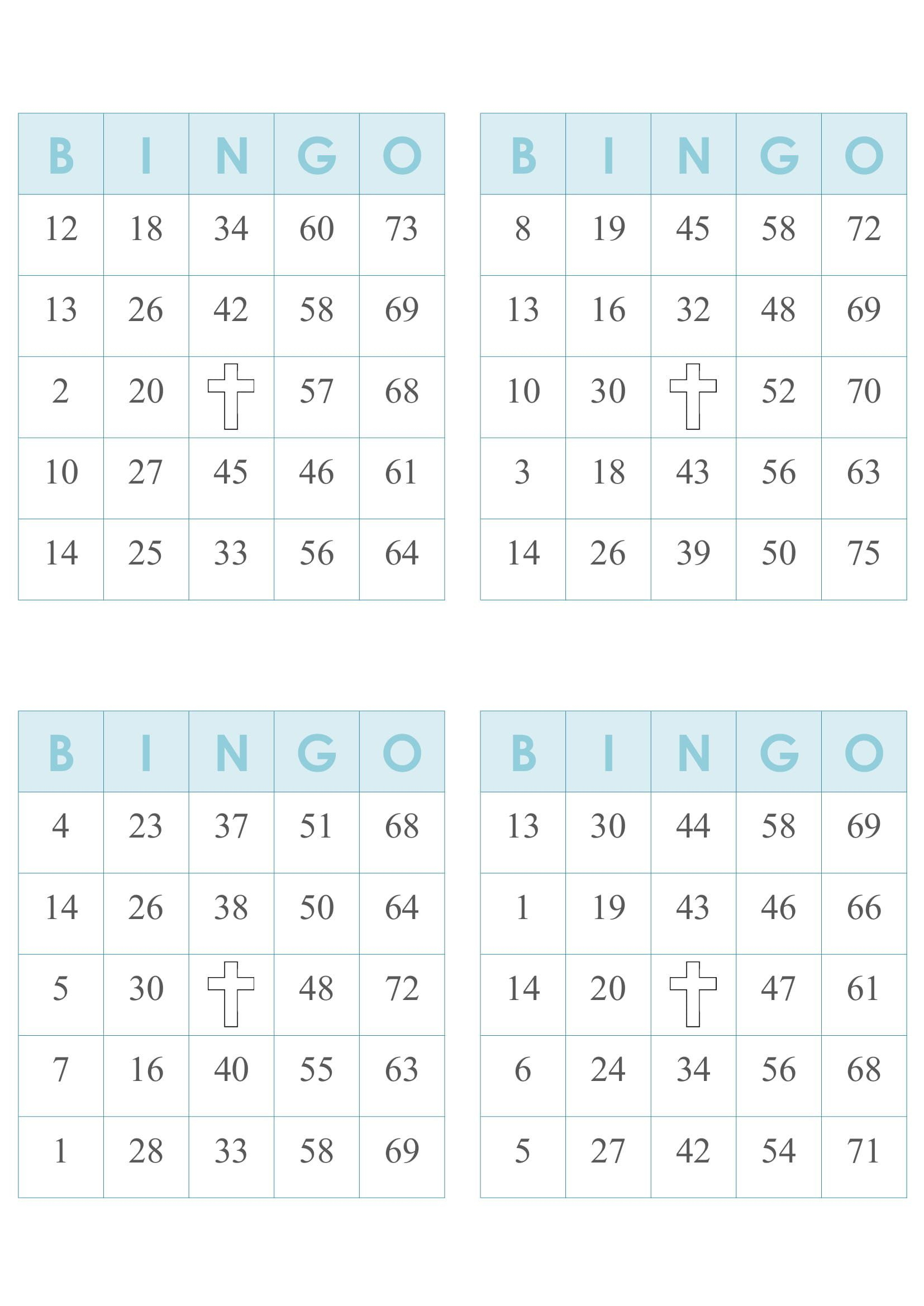Printable Bingo Cards 4 Per Page PDF Printable Bingo Cards