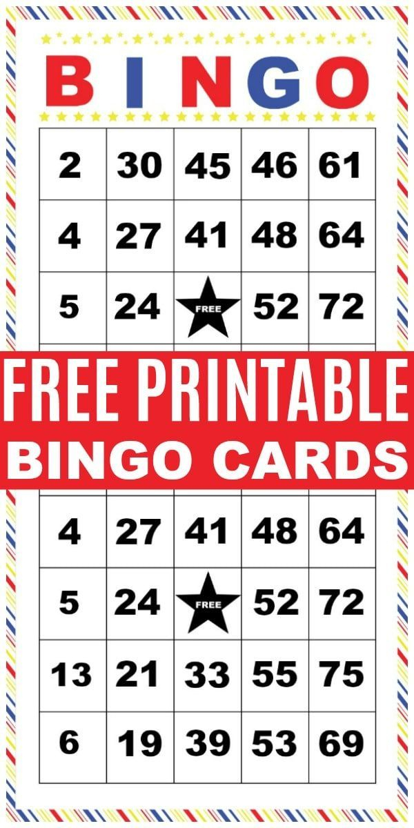 Bingo Cards Printable Printable Bingo Cards