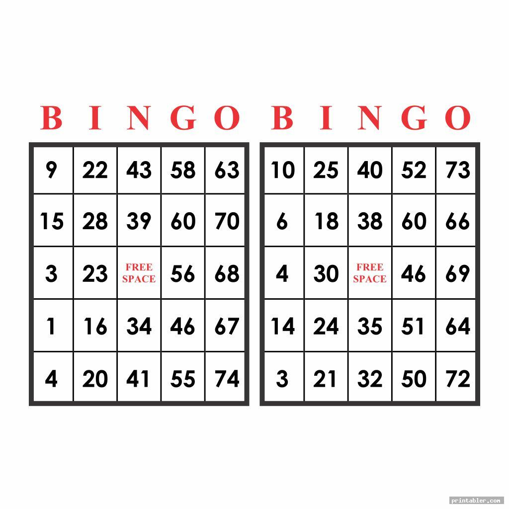 Printable Bingo Cards Numbers 1 75 Printable Bingo Cards