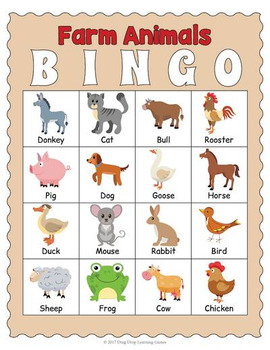 Printable Farm Animals Bingo Game By Drag Drop Learning