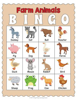 Printable Farm Animals Bingo Game By Drag Drop Learning 