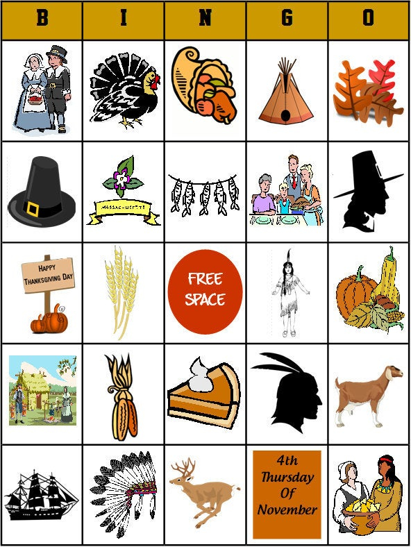 Printable Thanksgiving Bingo Game PDF File 28 Boards