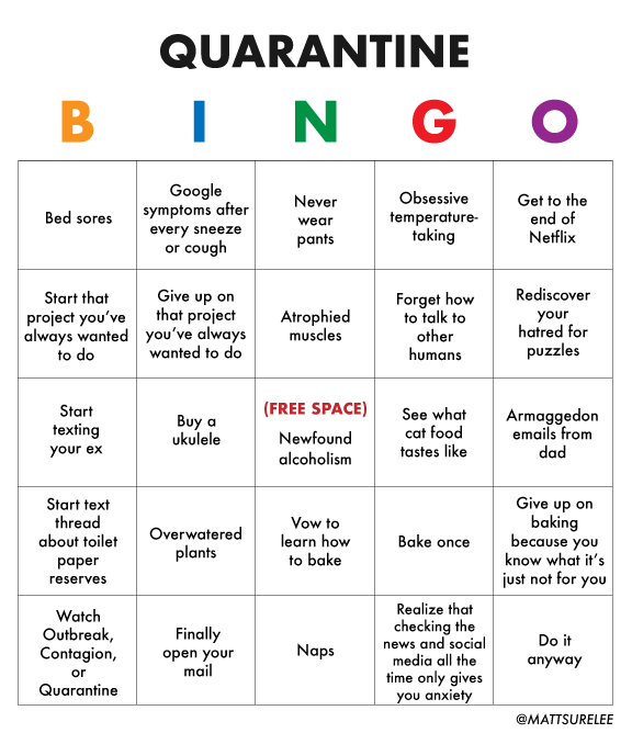 Quarantine Bingo Card Funny