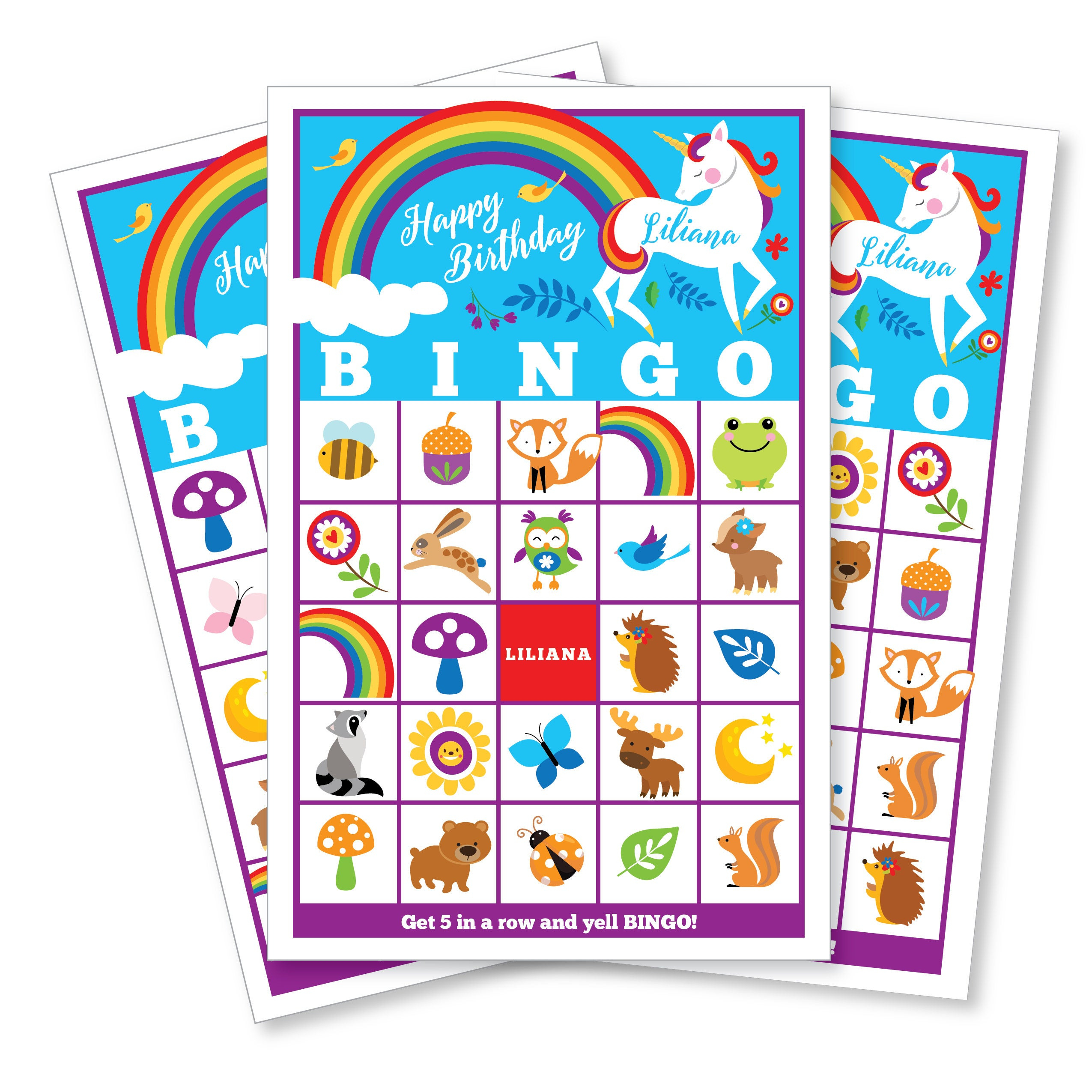 Rainbow Unicorn BINGO Game Kid s Printable Bingo Game 