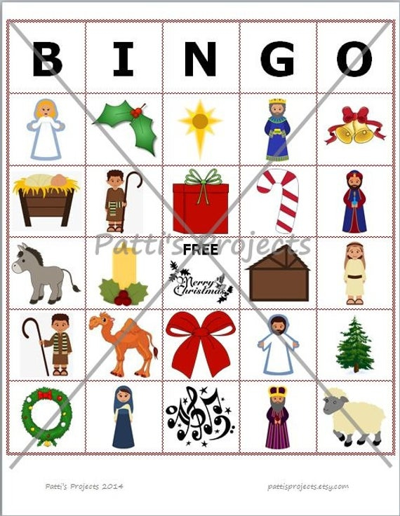 Religious Christmas Bingo Game Digital Download 20 Cards