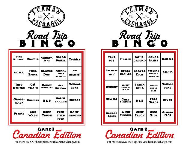 Road Trip Bingo Canadian Edition Free Printable