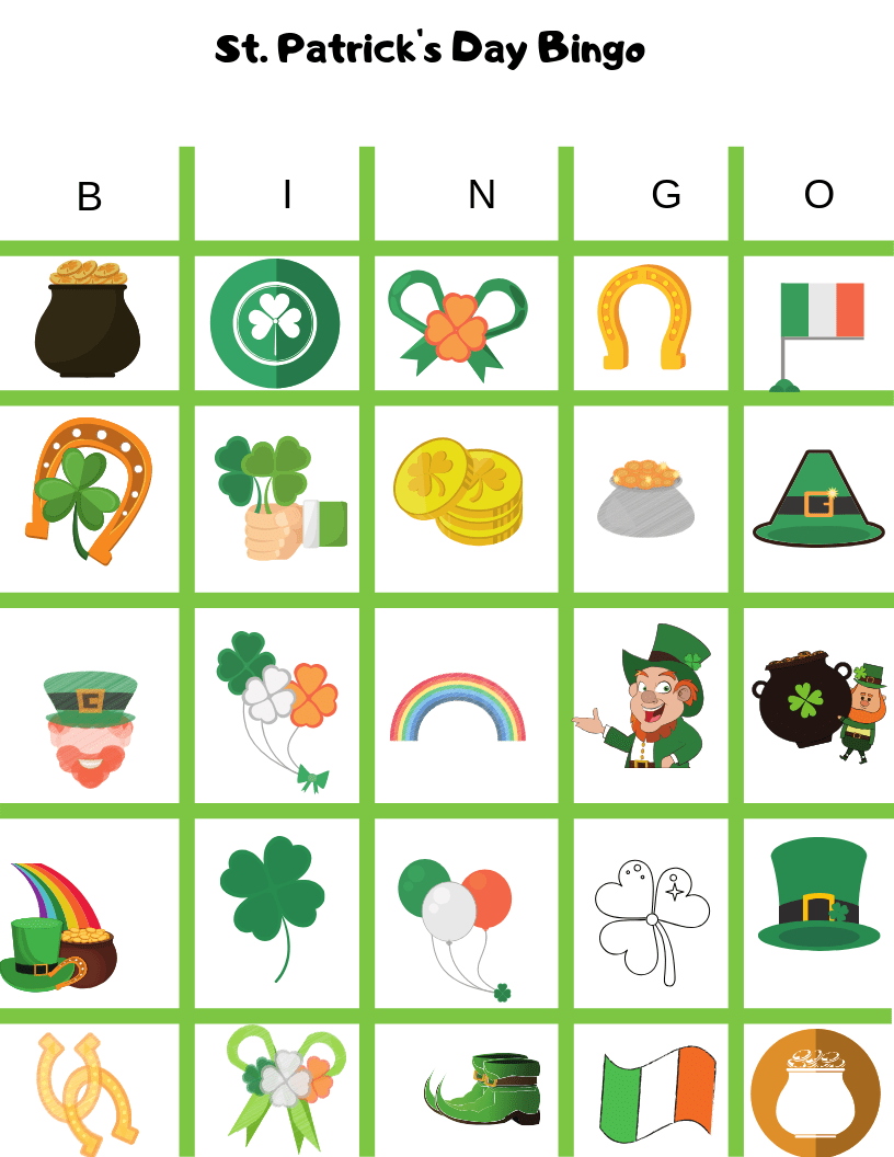 St Patrick's Day Bingo Printable Printable Bingo Cards