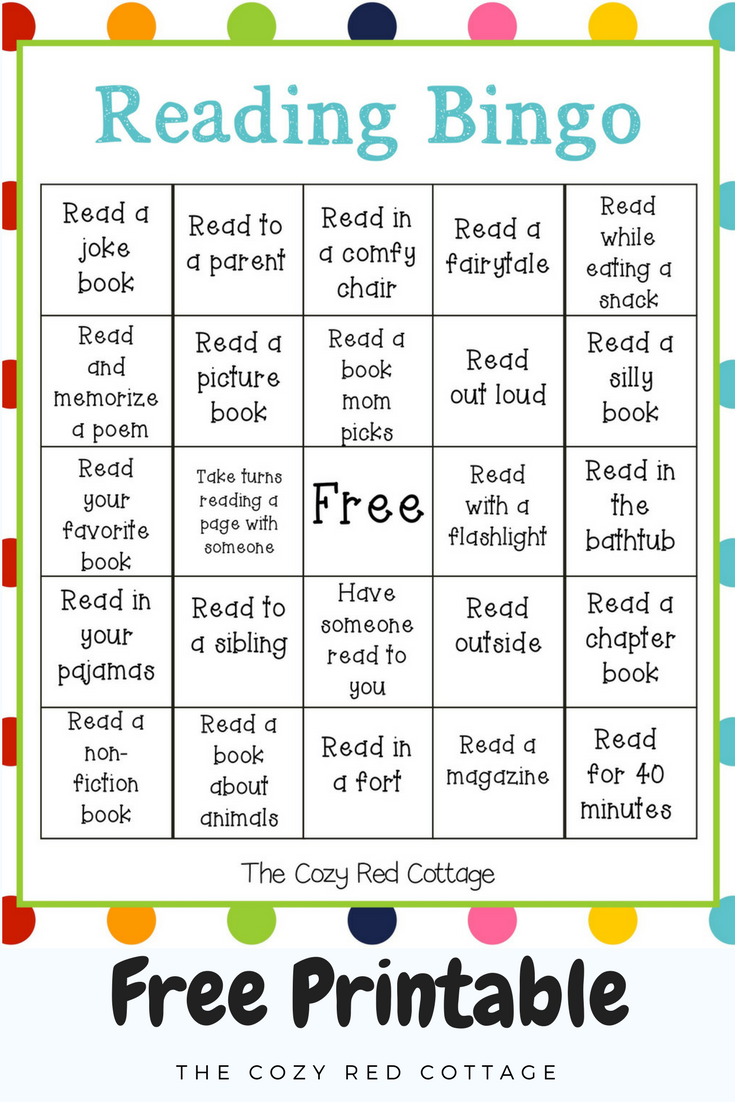 The Cozy Red Cottage Reading Bingo Free Printable