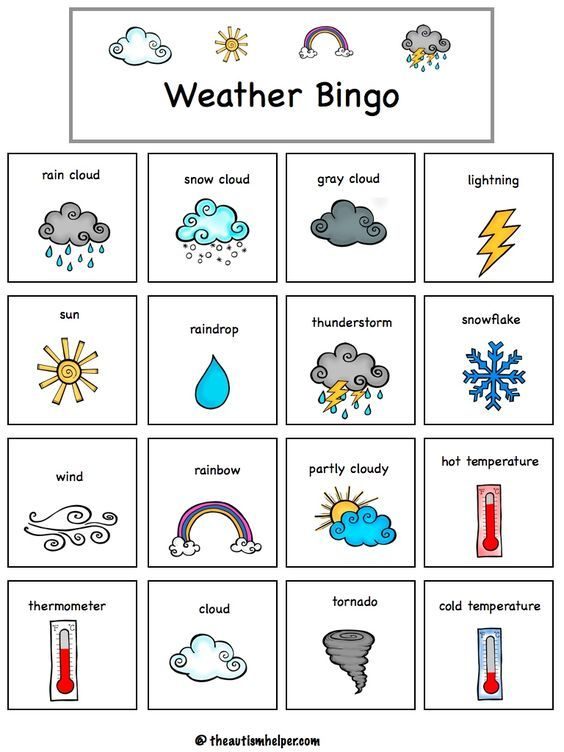 Weather Bingo Ingles Para Preescolar Juegos En Ingles 