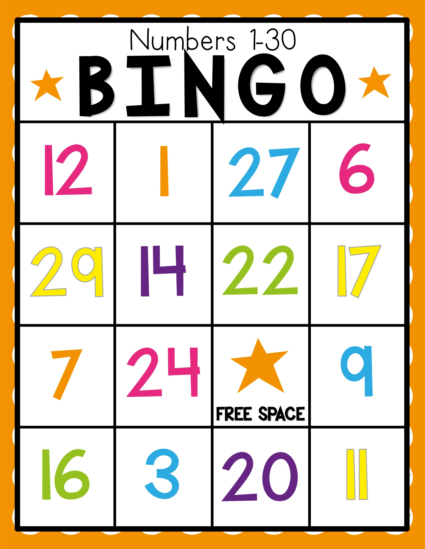 Number Bingo Printable