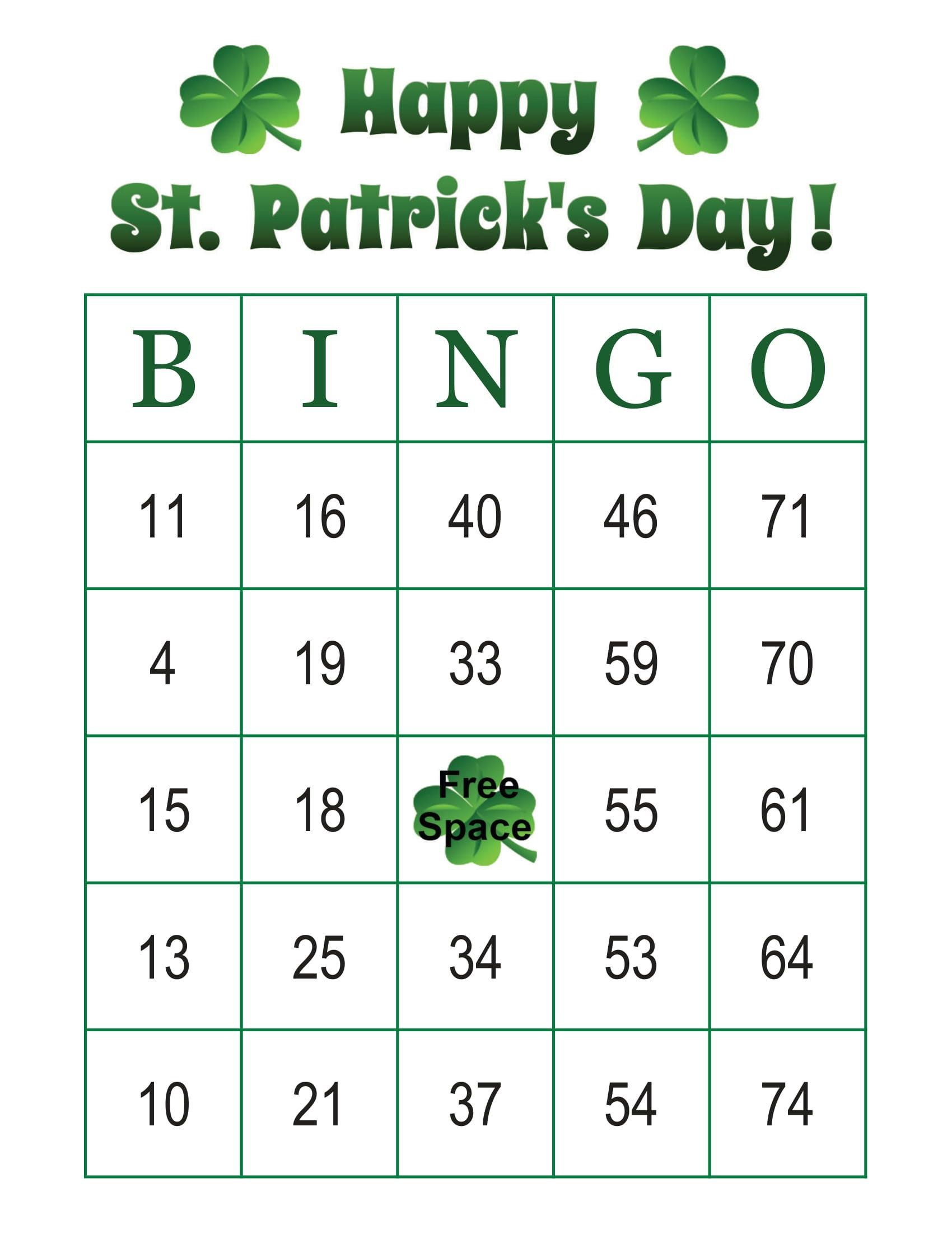 100 St Patrick s Day Bingo Cards Prints 1 Per Page 