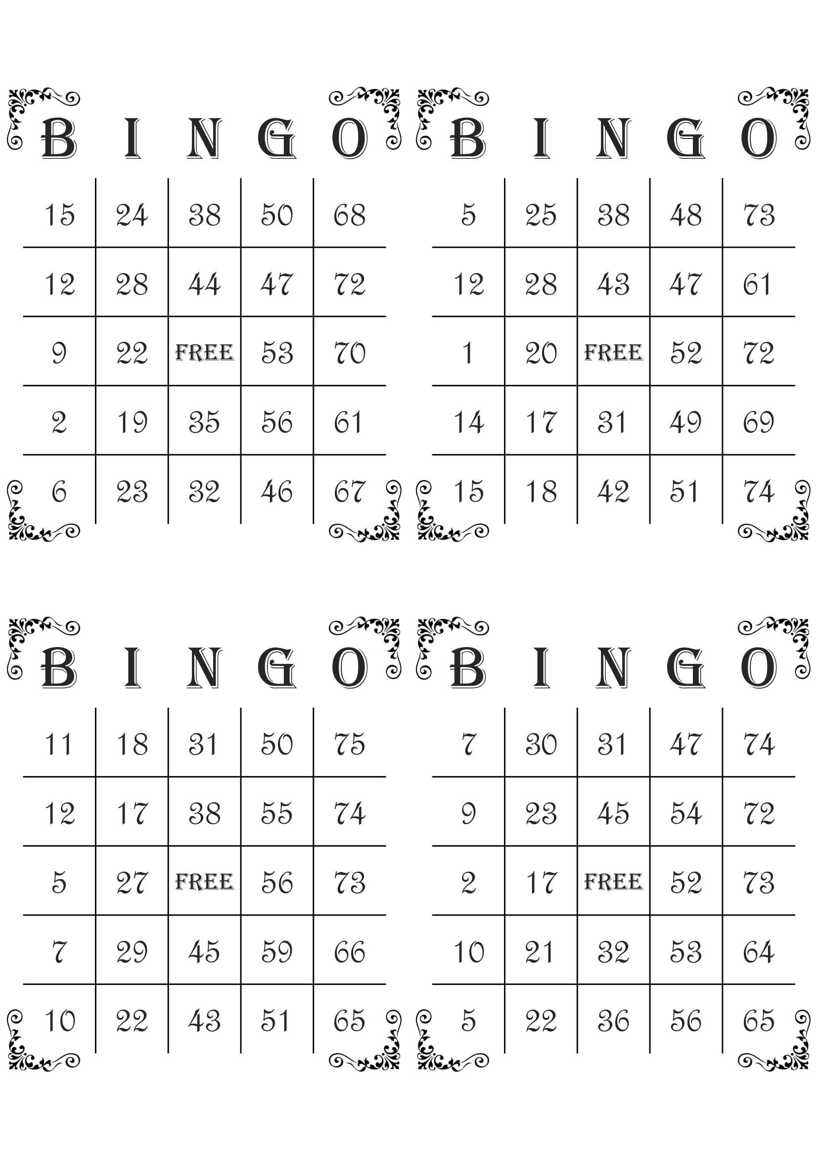 1000 Bingo Cards 4 Per Page Immediate Pdf Download 