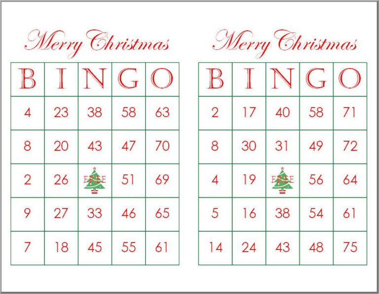 200 Merry Christmas Bingo Cards Prints 2 Per Page Printable Bingo Cards