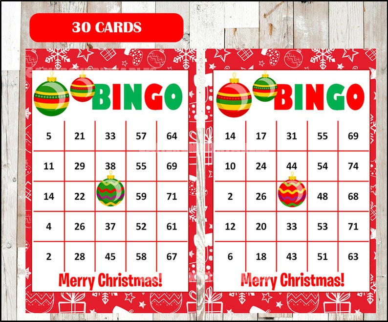 30 Merry Christmas Holiday Bingo Cards DIY Etsy